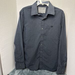 American Eagle Men's Long Sleeve Striped Button Down Shirt Vintage Fit Large